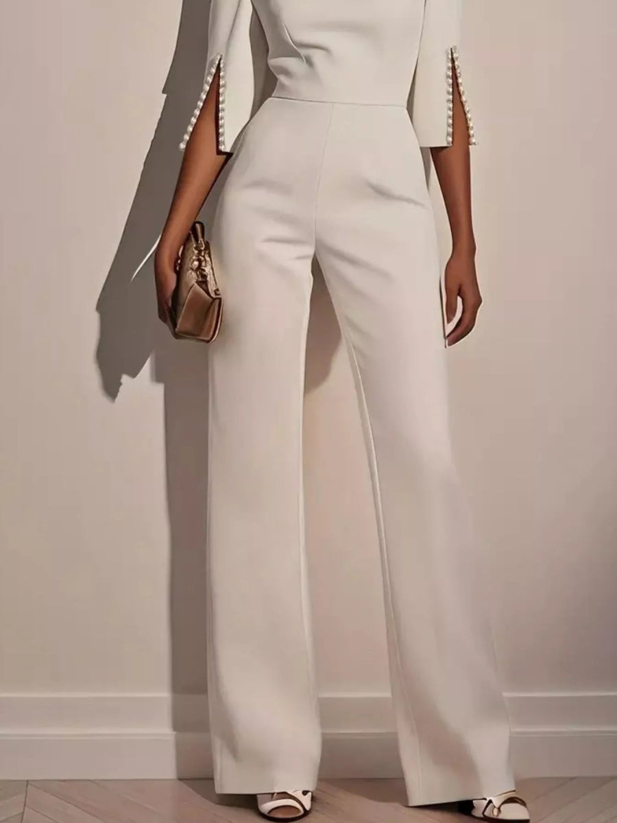 Wide-Leg Jumpsuit with Slit Sleeve-Nordavory