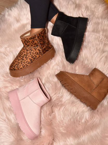 WILD DIVA Thermal Furry Leopard Platform Booties-Nordavory