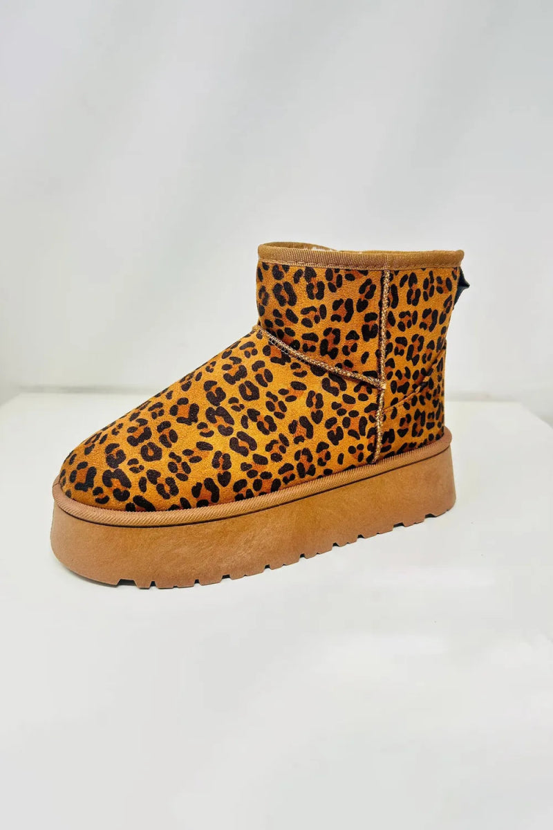 WILD DIVA Thermal Furry Leopard Platform Booties-Nordavory