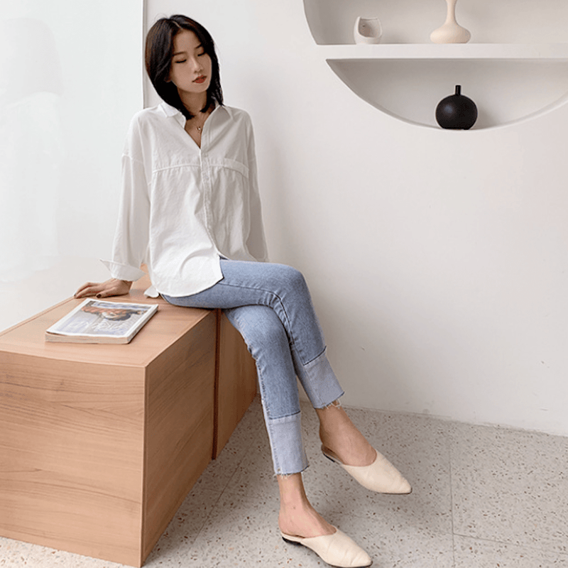 Womens Relaxed Fit Longline Shirt Tops & Blouses nordavory