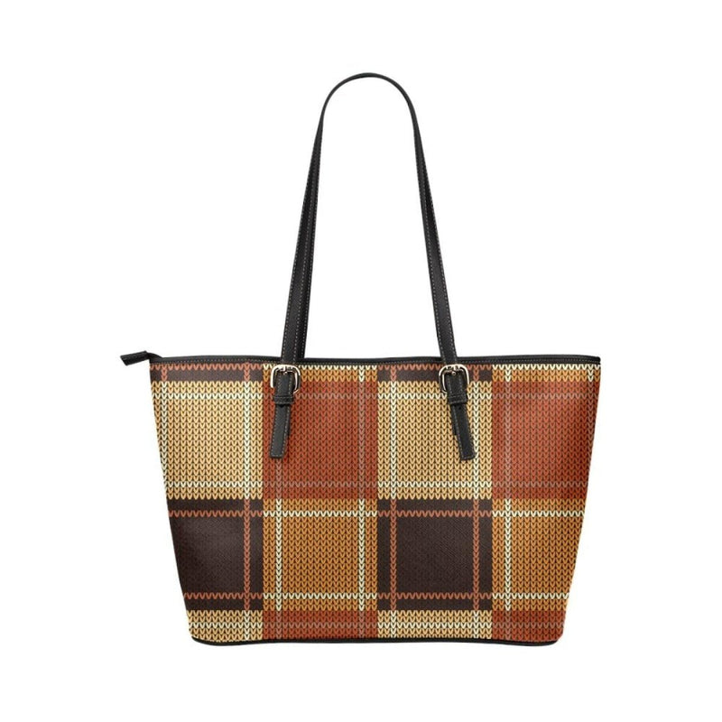 Women’s Shoulder Bag - Brown Checker Double Handle Handbag - Nordavory