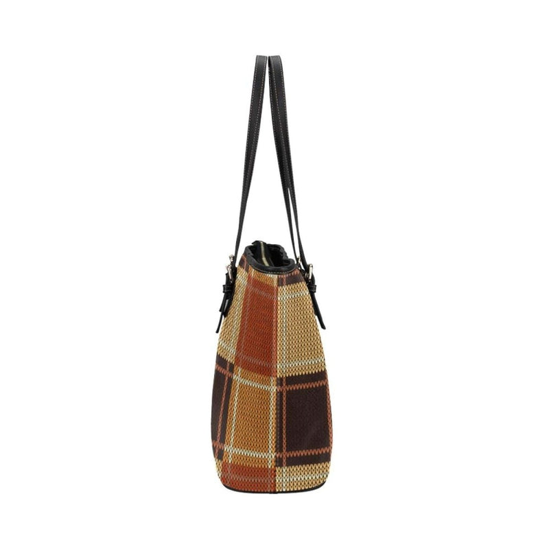 Women’s Shoulder Bag - Brown Checker Double Handle Handbag - Nordavory