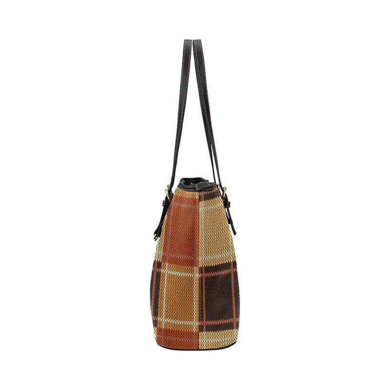 Women’s Shoulder Bag - Brown Checker Double Handle Handbag - Nordavory