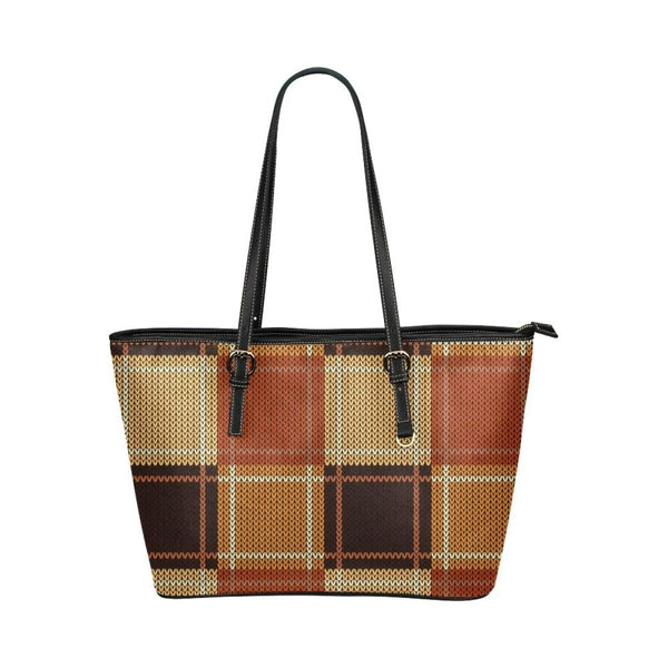 Women’s Shoulder Bag - Brown Checker Double Handle Handbag - Nordavory
