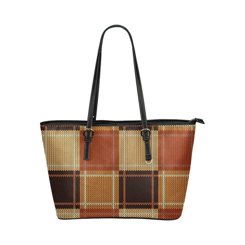 Women’s Shoulder Bag - Brown Checker Double Handle Handbag - Nordavory