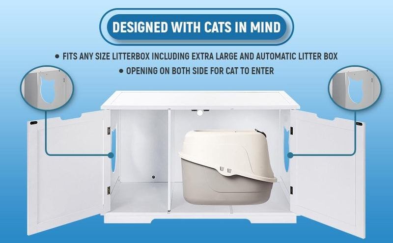 X - Large Cat Washroom Bench Litter Box Enclosure Furniture Box House - Nordavory
