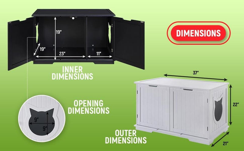 X - Large Cat Washroom Bench Litter Box Enclosure Furniture Box House - Nordavory