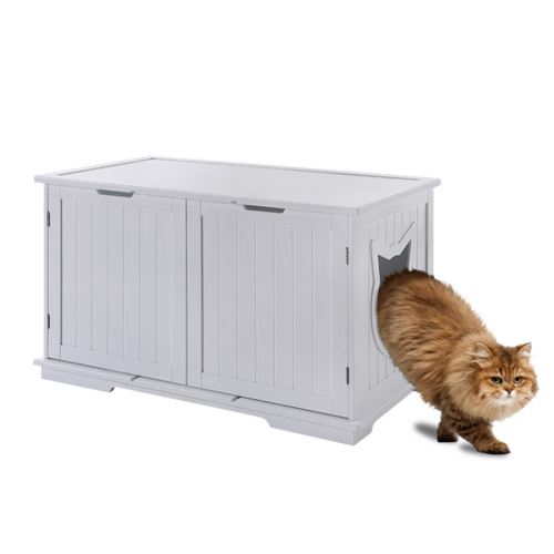 X - Large Cat Washroom Bench Litter Box Enclosure Furniture Box House - Nordavory