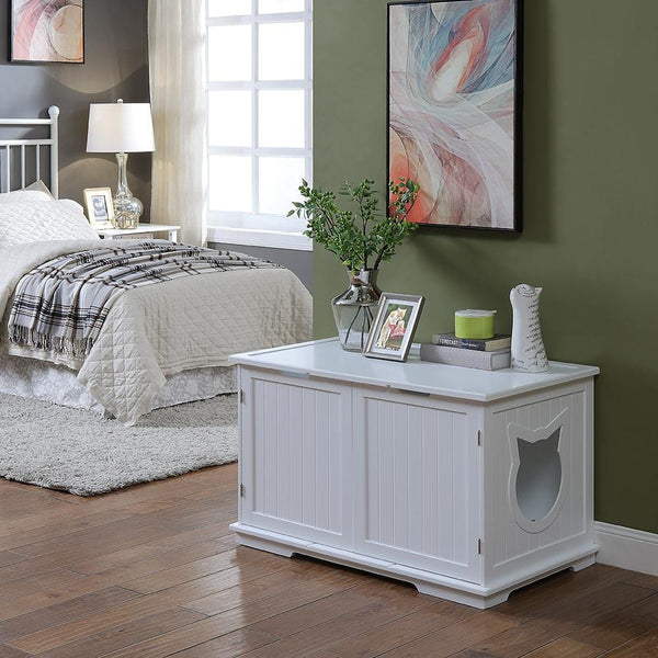 X - Large Cat Washroom Bench Litter Box Enclosure Furniture Box House - Nordavory