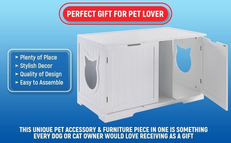 X - Large Cat Washroom Bench Litter Box Enclosure Furniture Box House - Nordavory