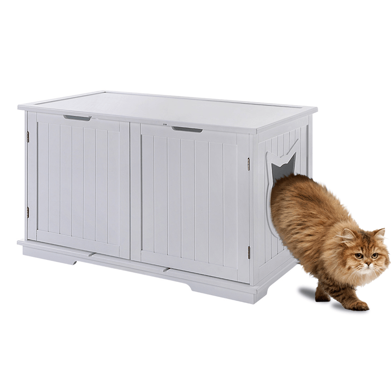 X - Large Cat Washroom Bench Litter Box Enclosure Furniture Box House - Nordavory