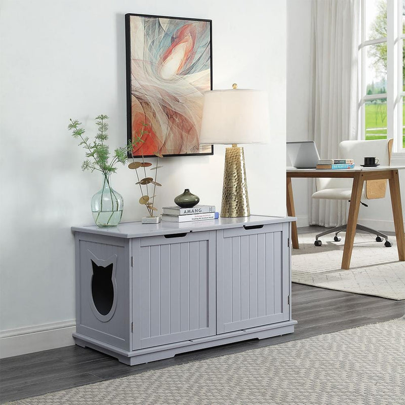 X - Large Cat Washroom Bench Litter Box Enclosure Furniture Box House - Nordavory