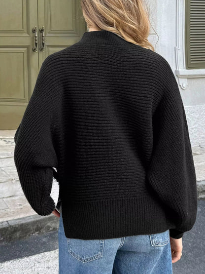 Zigzag Pattern Mock Neck Sweater-Nordavory