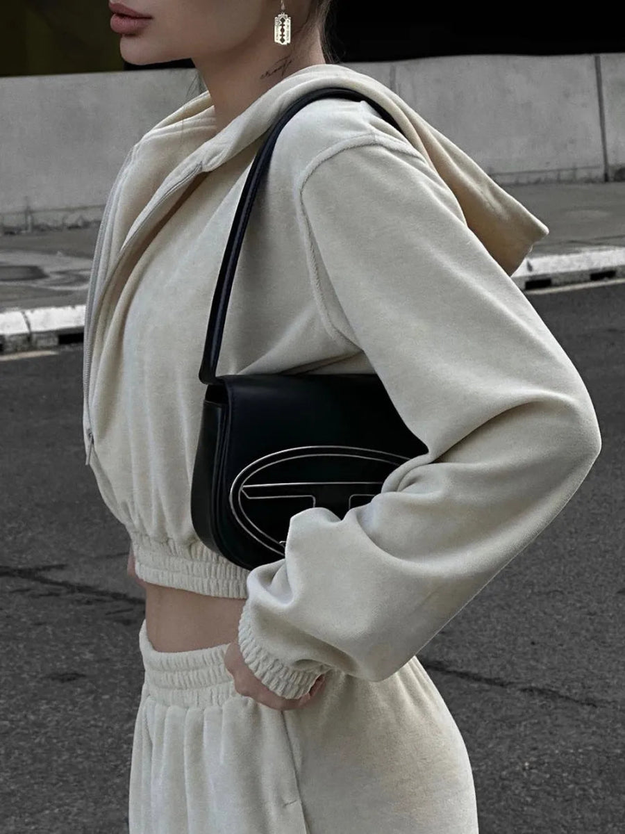Zip Up Hoodie and Pocketed Pants Set-Nordavory