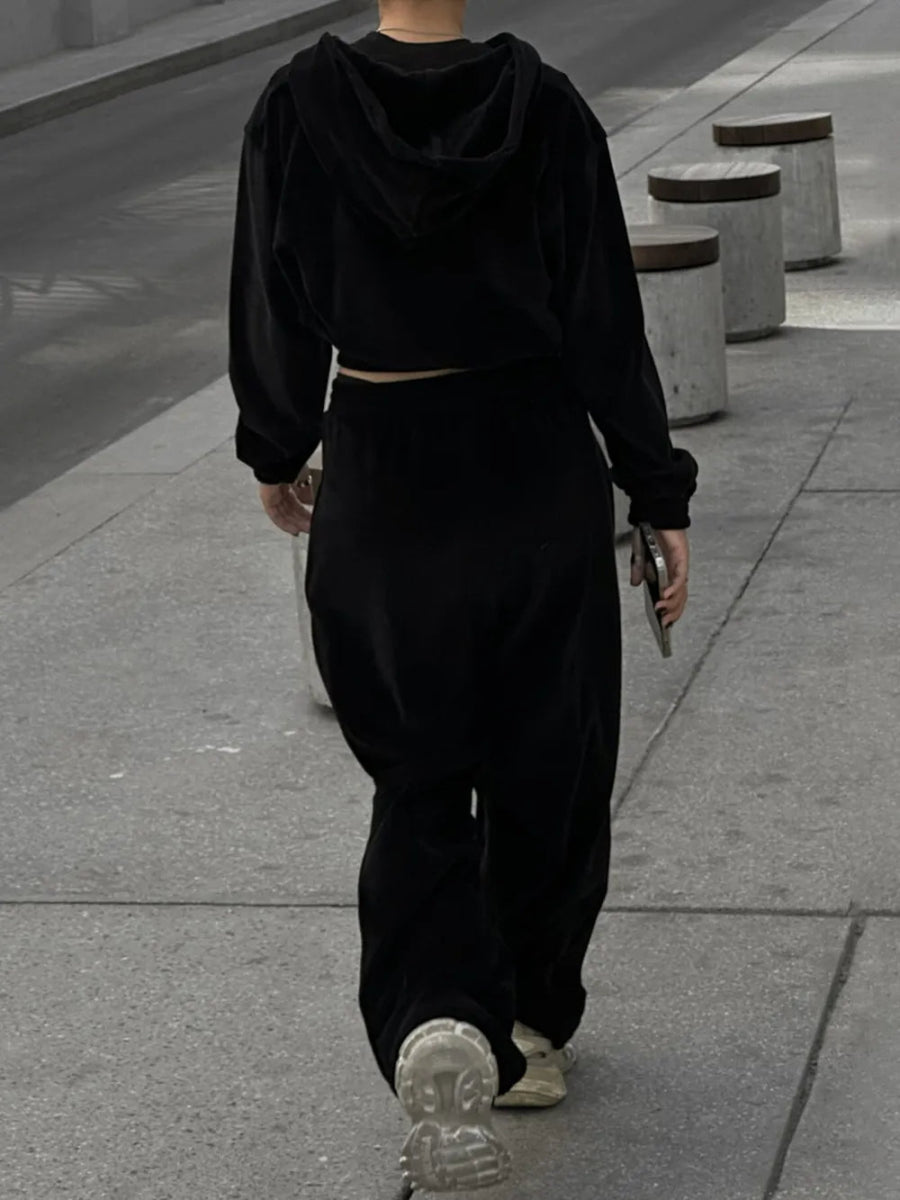 Zip Up Hoodie and Pocketed Pants Set-Nordavory