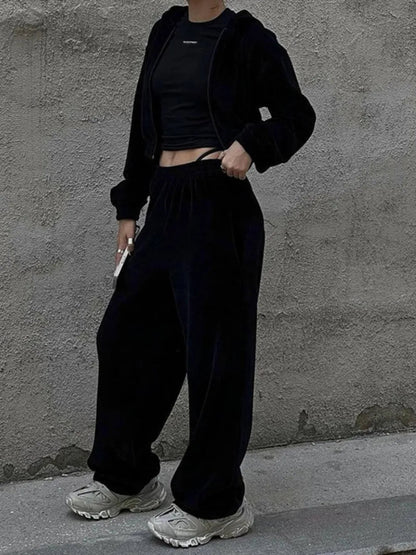 Zip Up Hoodie and Pocketed Pants Set-Nordavory