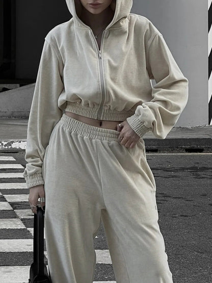 Zip Up Hoodie and Pocketed Pants Set-Nordavory