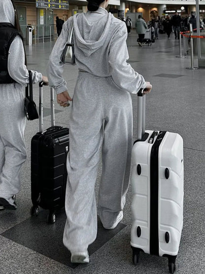 Zip Up Hoodie and Pocketed Pants Set-Nordavory