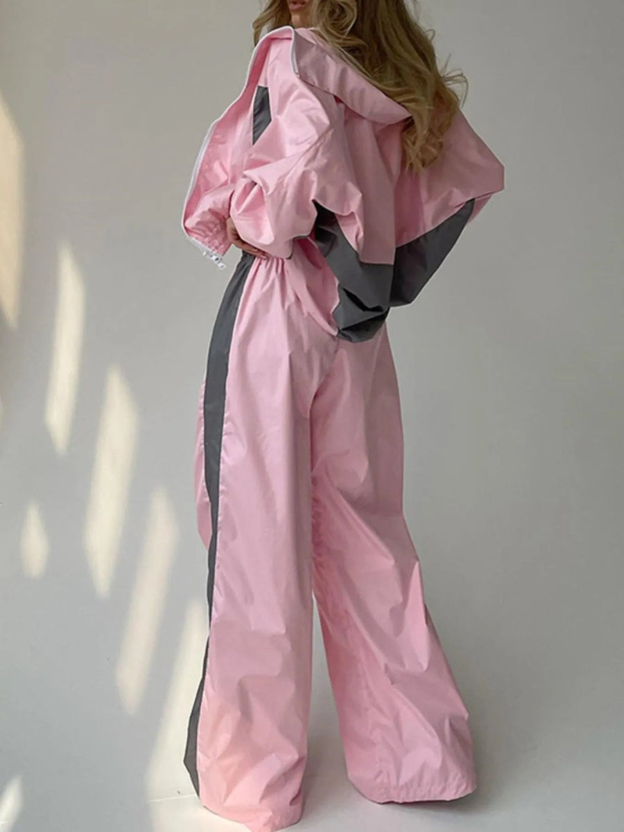 Zip Up Long Sleeve Top and Pants Set-Nordavory