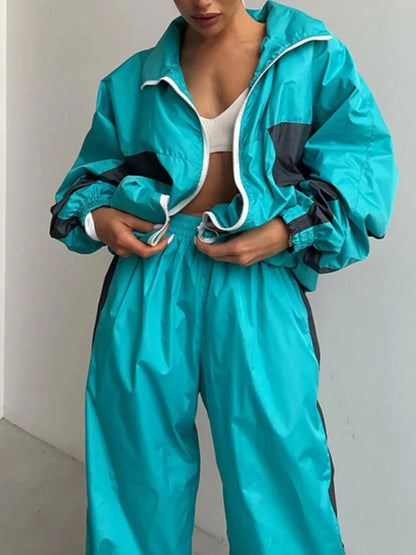 Zip Up Long Sleeve Top and Pants Set-Nordavory