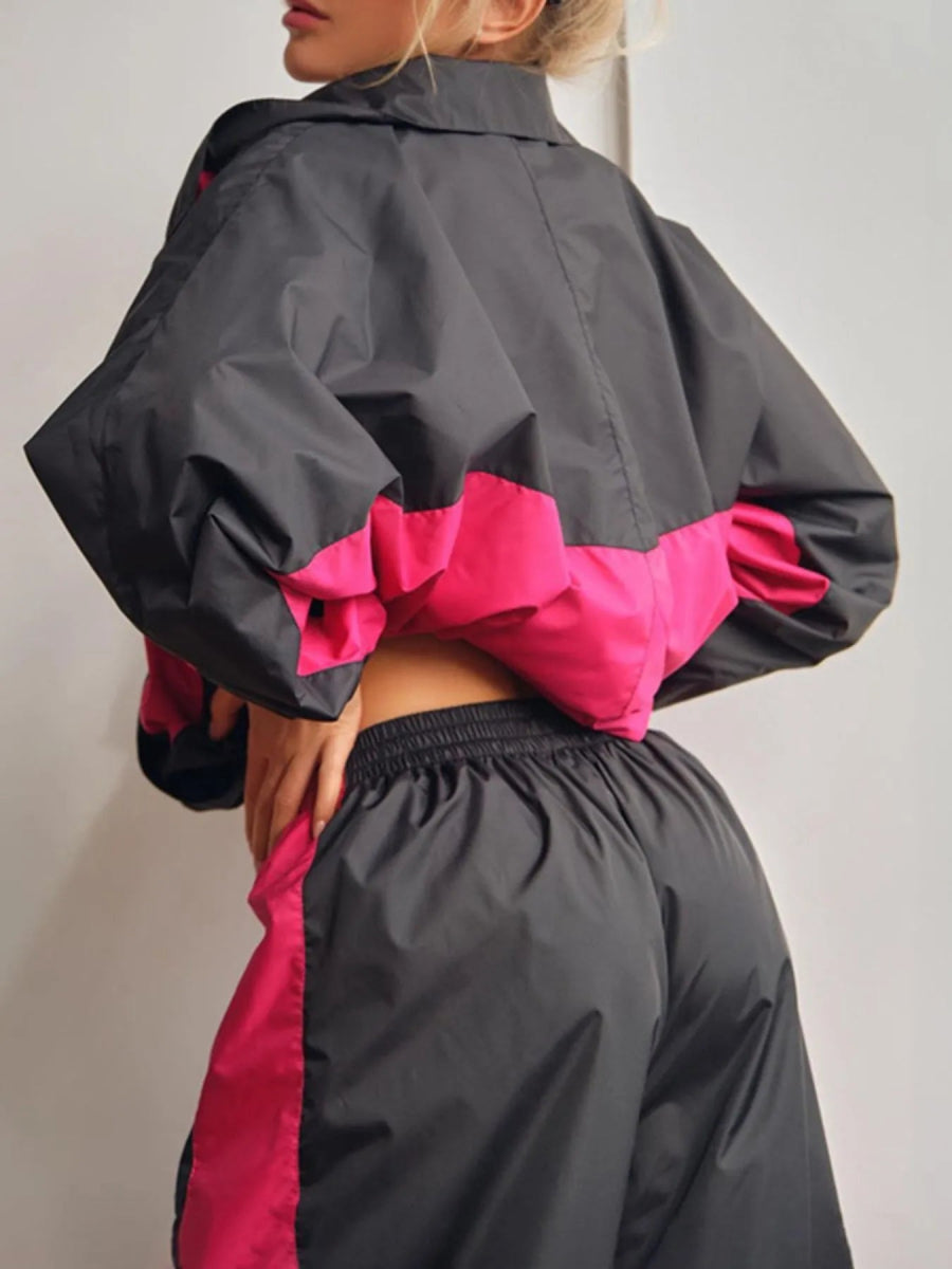 Zip Up Long Sleeve Top and Pants Set-Nordavory