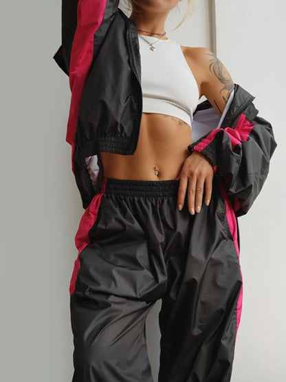 Zip Up Long Sleeve Top and Pants Set-Nordavory