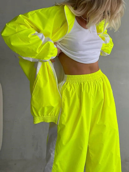 Zip Up Long Sleeve Top and Pants Set-Nordavory