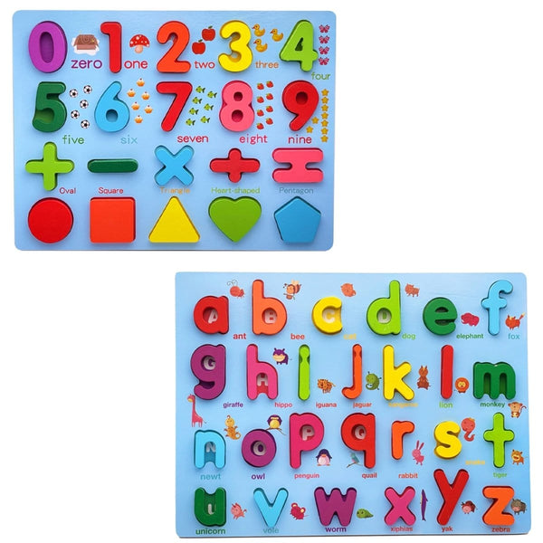 Zunammy Wooden Alphabet Puzzle Board & Number Educational Learning Toy Toys nordavory