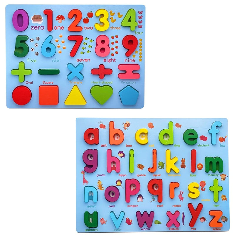 Zunammy Wooden Alphabet Puzzle Board & Number Educational Learning Toy Toys nordavory